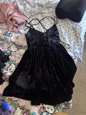 black knit floral dress forever 21 Windsor Ditsy Floral Scoop Mini Dress